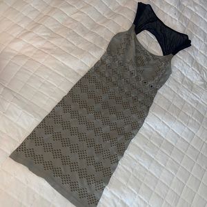 Army green mini bodycon dress with waist cutouts